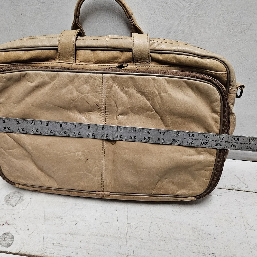 Heritage tan full grain leather portfolio laptop bag style 12001